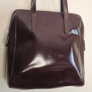 Enzo Brown Vegan Patent Leather Purse